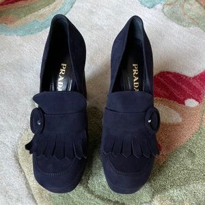 Prada navy suede heels.